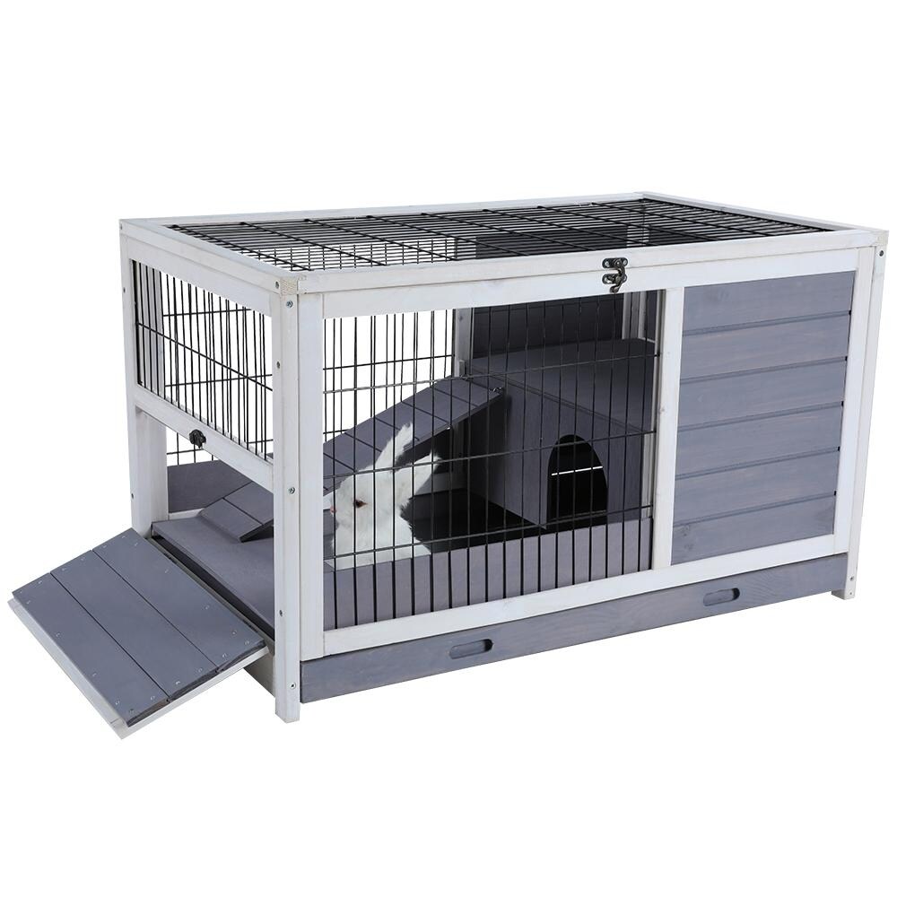 Outdoor Wood Rabbit Small Hutch Guinea Pig House Leak Proof Design Bunny Cage Bed Bath Beyond 37685589