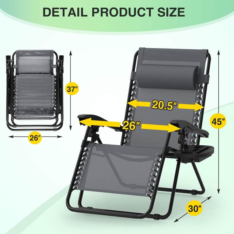 Zero Gravity Chairs Set of 2, Zero Gravity Lounge Chair, Reclining Patio Chairs Folding Recliner for Indoor and Outdoor