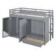 preview thumbnail 8 of 7, Twin size Loft Bed with Drawer, Two Wardrobes and Mirror