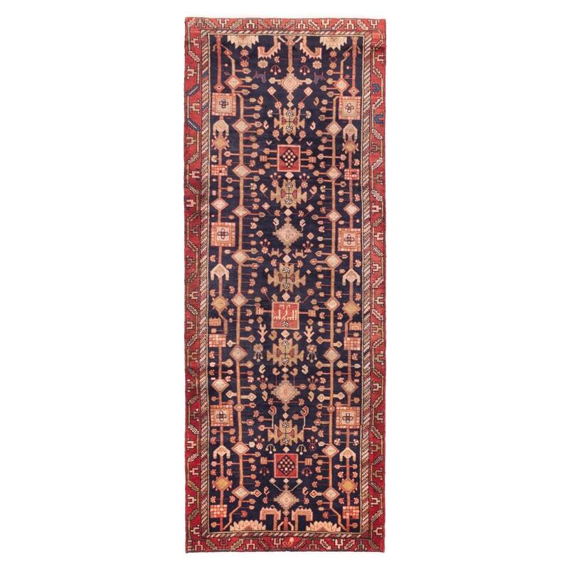 ECARPETGALLERY Hand-knotted Andelz Dark Navy Wool Rug - 3'7 x 9'9