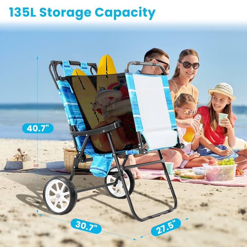 Beach Lounge Chair with Wheels and Canopy, Perfect for Pool or Picnic