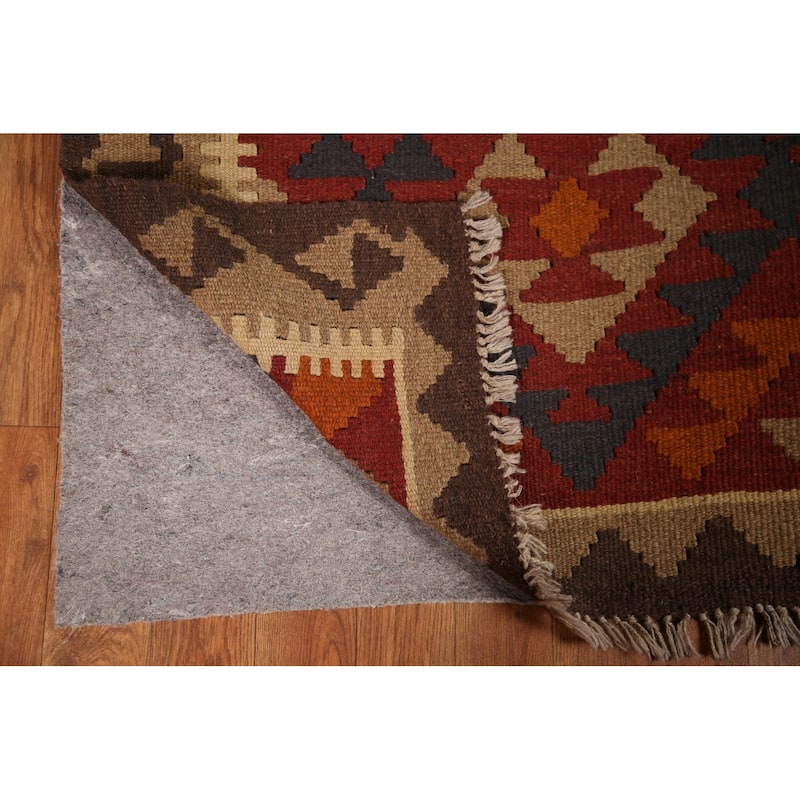 Reversible Kilim Geometric Area Rug Hand-woven Wool Carpet - 3'2" x 5'4"
