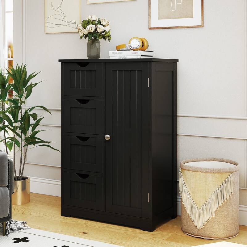 Gymax Bathroom Cabinet Floor Standing Storage Cabinet w/ 4 Drawers - See Details