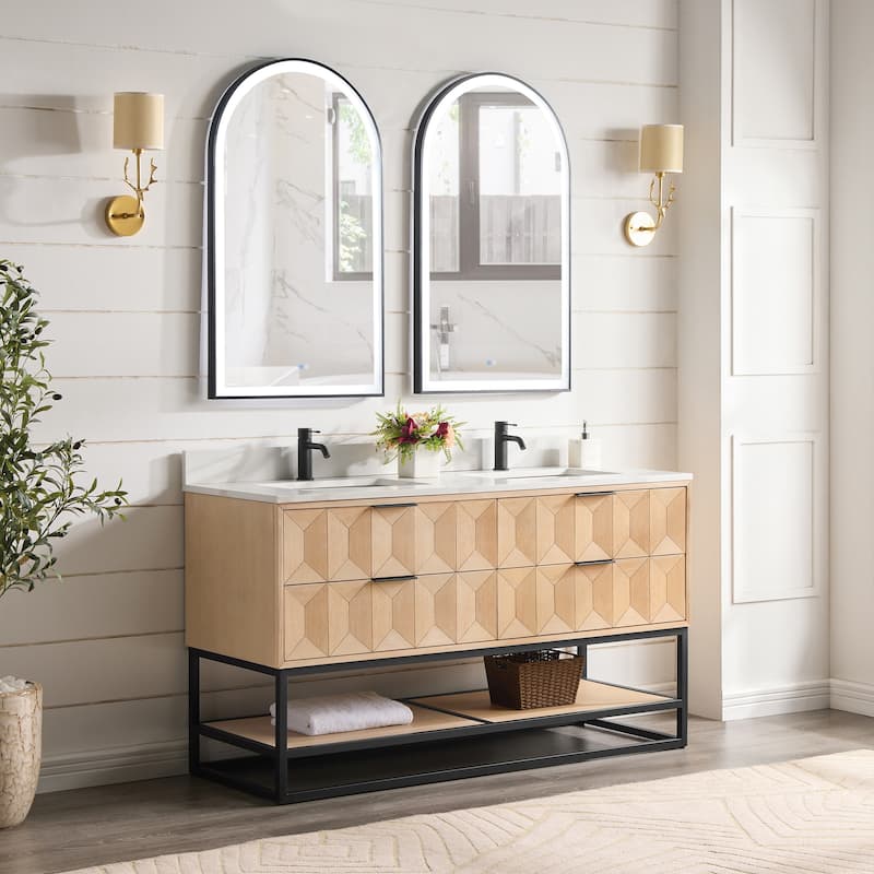 Milagro Bath Vanity with White Quartz Stone Top without Mirror