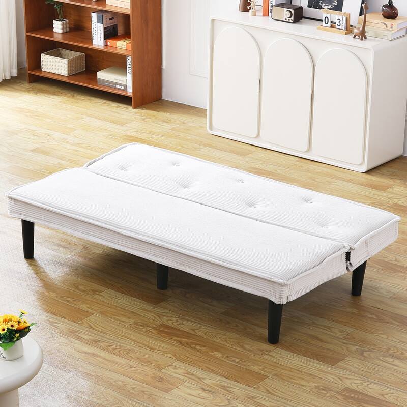 This 66-inch corduroy sofa bed can flexibly adapt to the living room ， bedroom, switch between the two comfortable forms.
