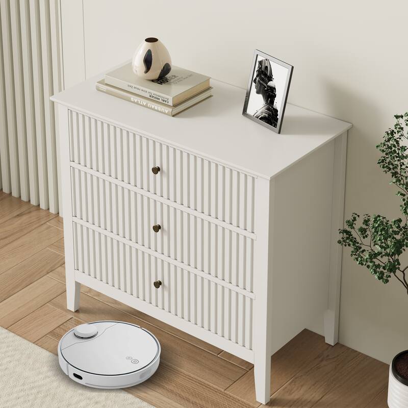 Fluted 3 Drawer Dresser for Bedroom