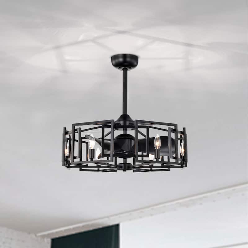 Hemming 26-inch Matte Black 6 Lights 3 Blades Lighted Ceiling Fan with Remote