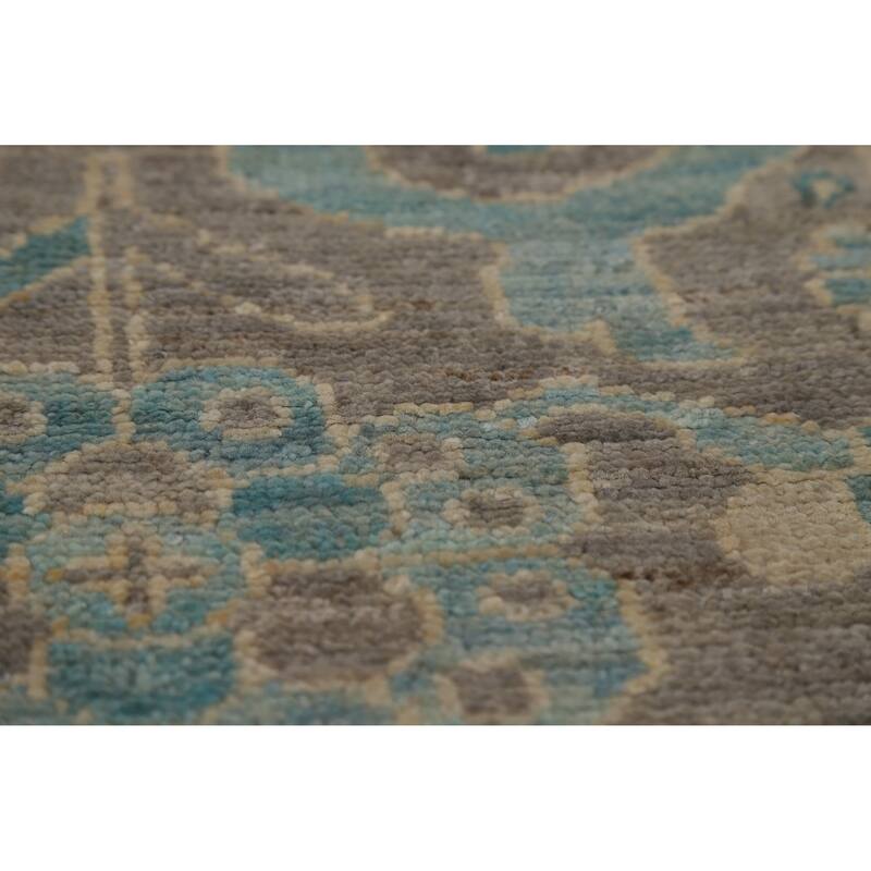 Hand Knotted Oriental 100% Wool Carpet Transitional Floral Greys & Charcoal Oushak Area Rug - 10' 0'' X 8' 0''