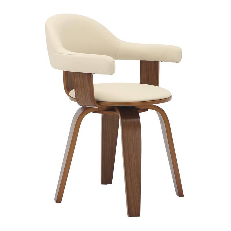 Brivo Modern Leather Swivel Accent Dining Chair in Solid Wood Frame with Open Curved Back Design for Home Living or Dining Room