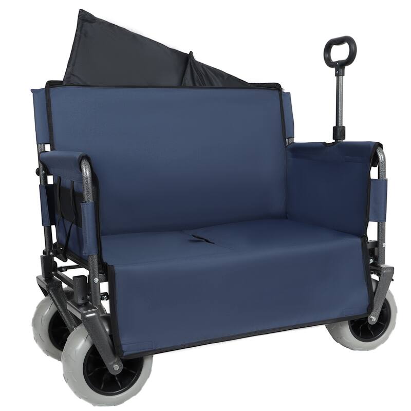 3-in-1 Folding Wagon Cart with Bench Seat