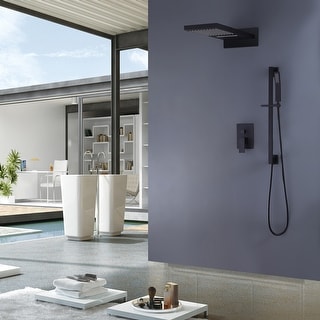 Wall Mounted 3-Way Pressure Balance Complete Shower System Black with ...