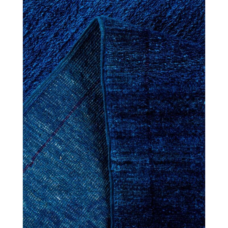 Overton Hand Knotted Wool Vintage Inspired Modern Contemporary Overdyed Blue Area Rug - 8' 8" x 11' 10"