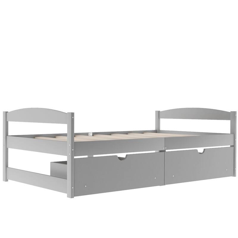 Twin Size Platform Bed, With Two Drawers