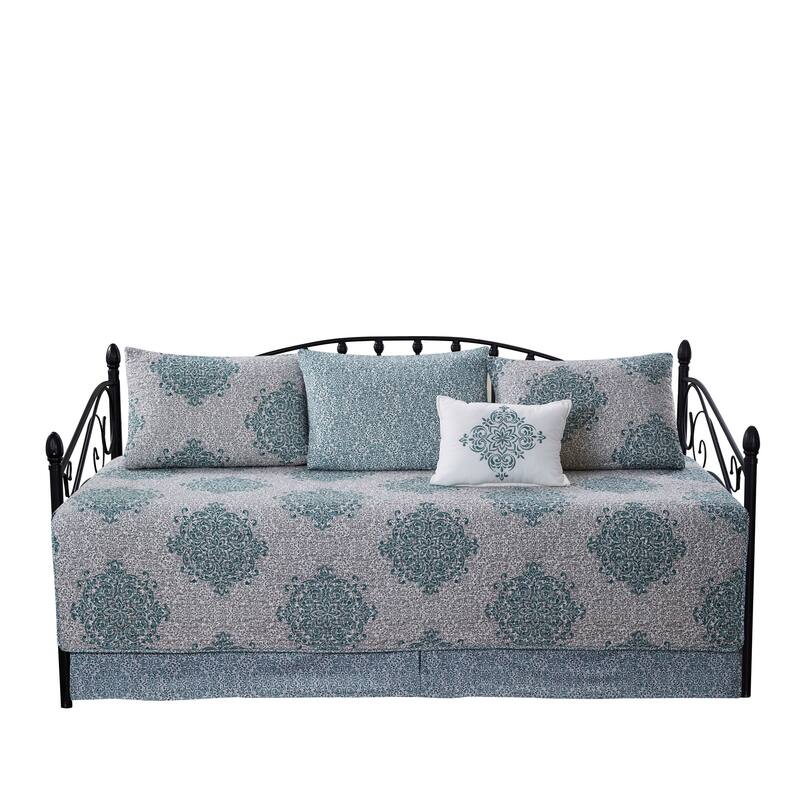 Serenta 6 Piece Cotton Blend Daybed Bedspread Coverlet Set - 75" x 39" - Cheslea - Teal