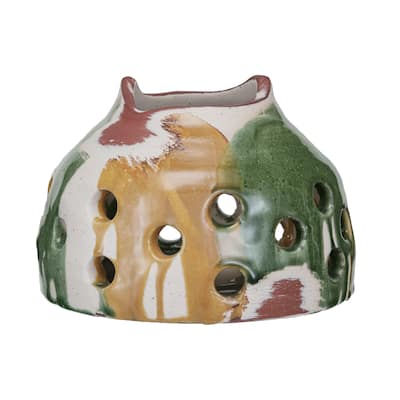 Decorative Terra-cotta Vase with Circle Cut-Outs