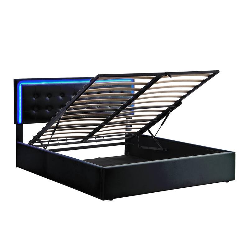 Tufted Upholstered Platform Bed with Hydraulic Storage System Bed