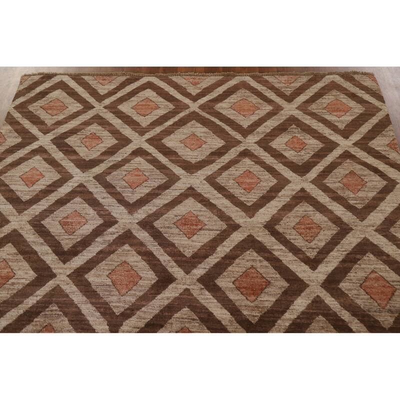 Geometric Gabbeh Kashkoli Oriental Area Rug Hand-knotted Wool Carpet - 5'2" x 7'10"