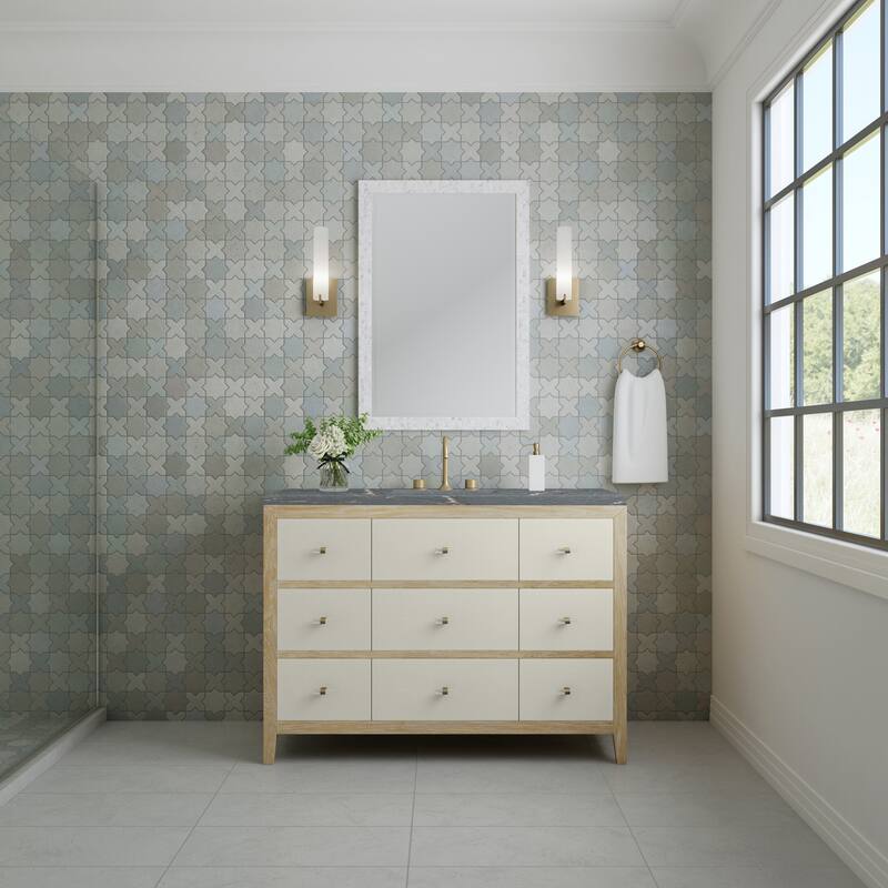 James Martin Vanities Celeste 48" Single Vanity, Sunwashed Oak with Embossed Shagreen