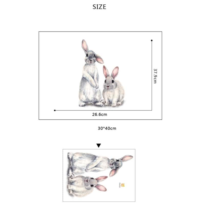 Cartoon Bunny Wall Sticker, Rabbit Pattern Wall Decal Removable Rabbit Wall Art Decor DIY Wallpaper Decoration