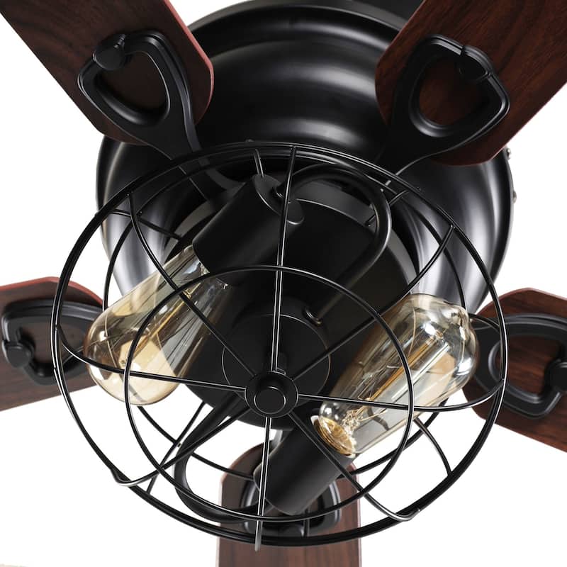 48" Indoor Low Profile Matte Black Ceiling Fan with Light Kit - 48 in