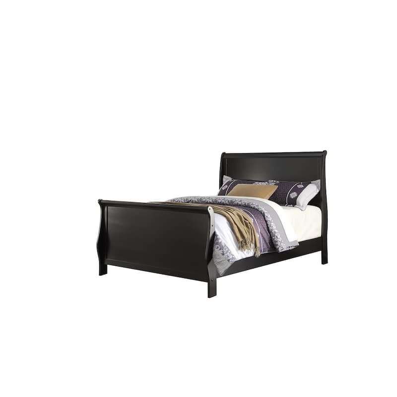 Modern Twin Size Sleigh Design Bedframe with Headboard and Footboard in Black