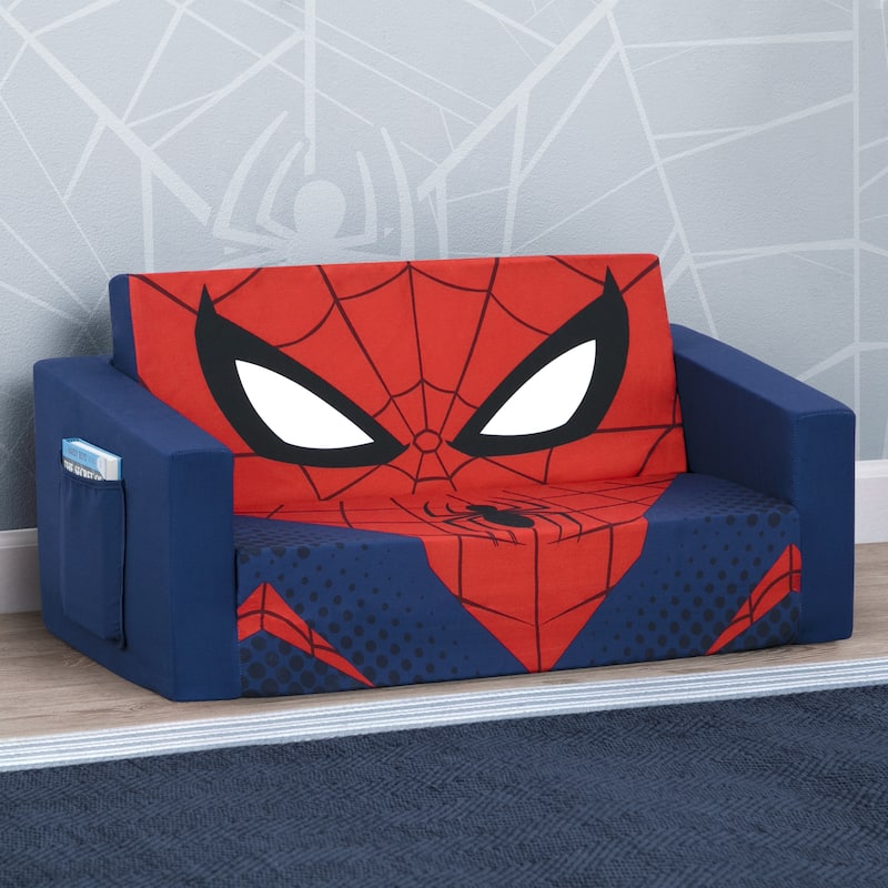 Spider-Man Cozee Flip-Out Sofa - 2-in-1 Convertible Sofa to Lounger for Kids by Delta Children