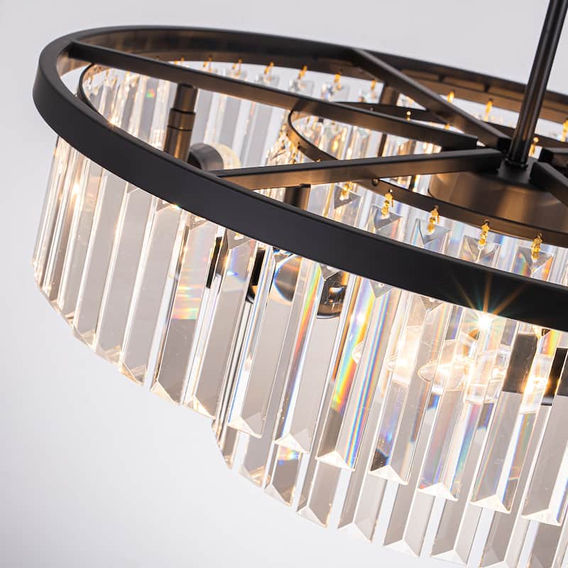 Starsky 6-Light 21in. Modern Crystal Drum Kitchen Island Light Contemporary Tiered Round Chandelier