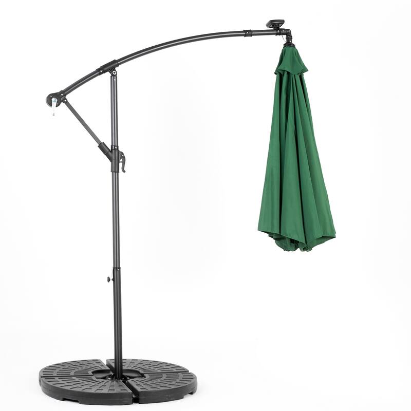 9.67 ft. Steel Market Outdoor Patio Umbrella with 40 lights, Solar LED Offset Hanging Umbrella (No Base)