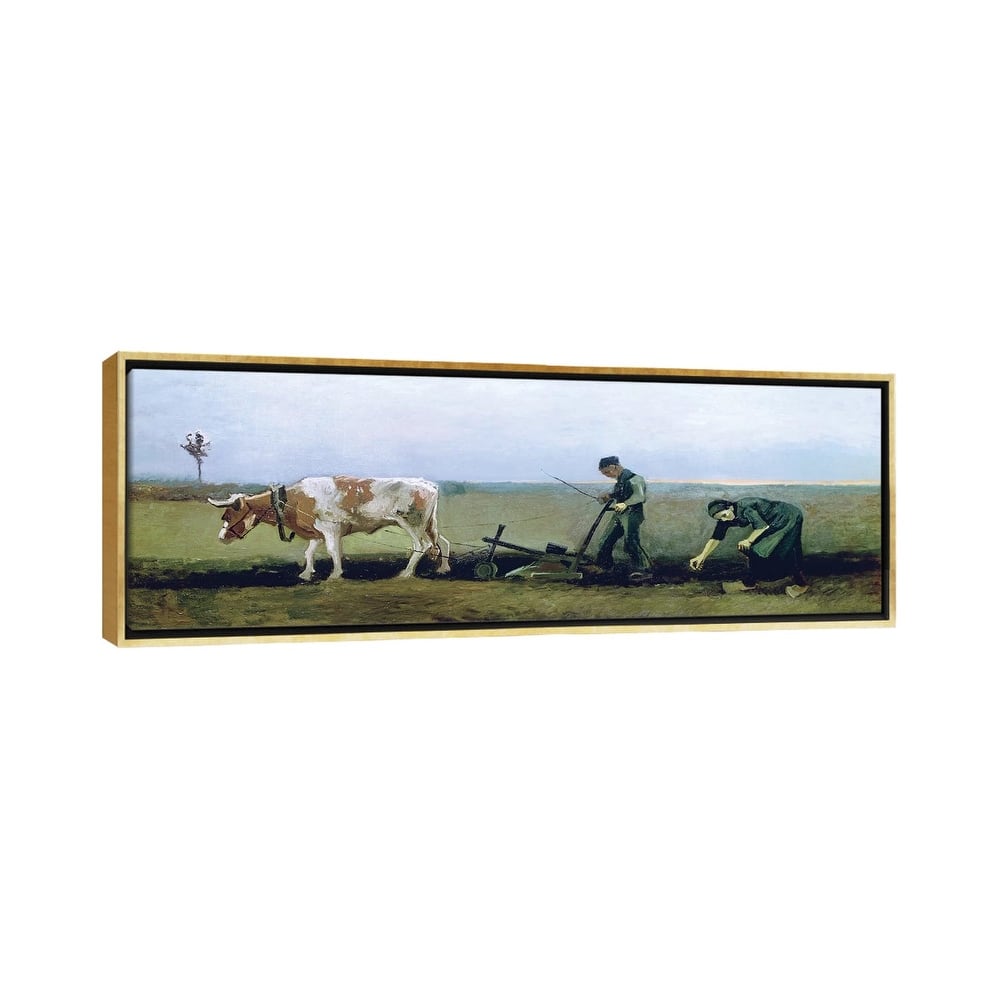 iCanvas "Labourer and Peasant Planting Potatoes, 1884 " by Vincent van Gogh Framed Canvas Print