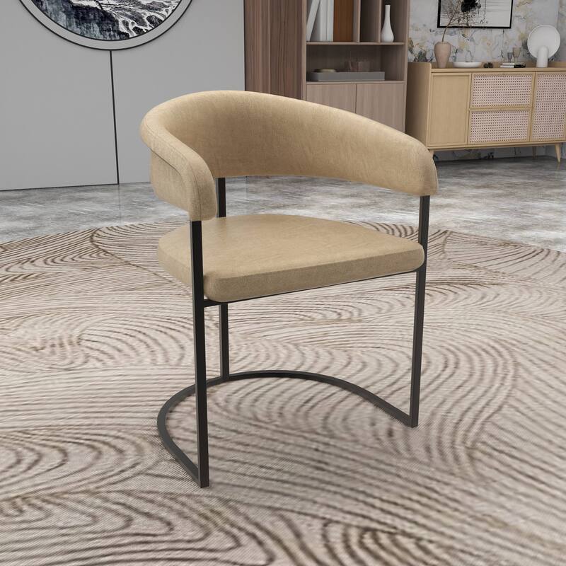LeisureMod Set of 2 Aero Upholstered in Leather Dining Chair in Iron Accent Armchair in Polyester for Home & Kitchen