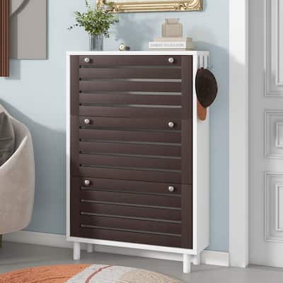 Minimalist Slim Shoe Cabinet With Hanging Hooks