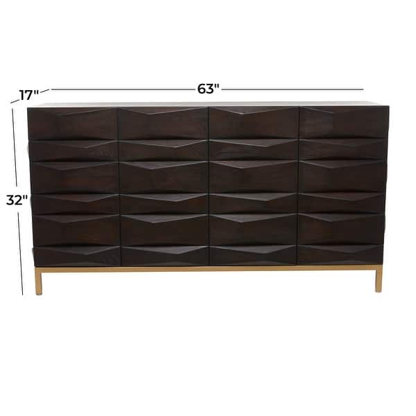 dimension image slide 0 of 2, Contemporary Dark Brown Geometric Designed Wood Cabinet and Dresser Collection