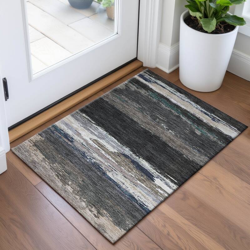 Premium Washable Super Soft Abstract Ombre Mayfield Rug - Black - 1'8" x 2'6"
