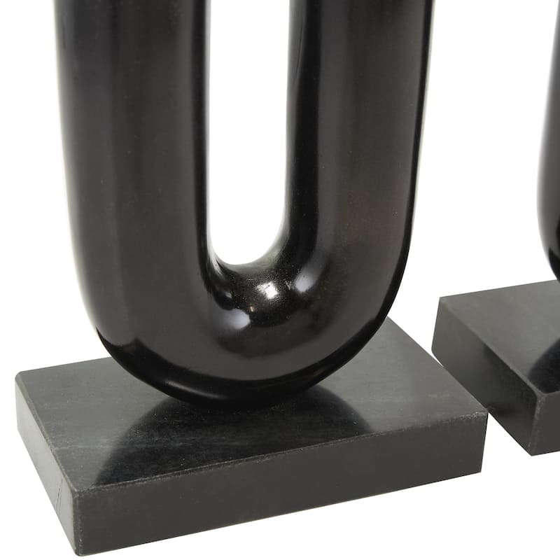 Aluminum Metal Geometric U-Shaped Decorative Candle Holder with Marble Bases - Set of 2 Gold or Black - Roche River Decor