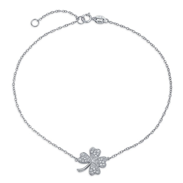 Bling Jewelry Cz Lucky Clover Sterling Silver Shamrock Ankle Bling Jewelry Cz Lucky Clover Sterling Silver Shamrock Ankle Bracelet 10in