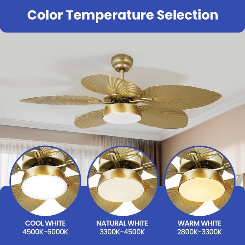 Moasis 52" Palm Leaf Ceiling Fan with Light Tropical Style with Remote