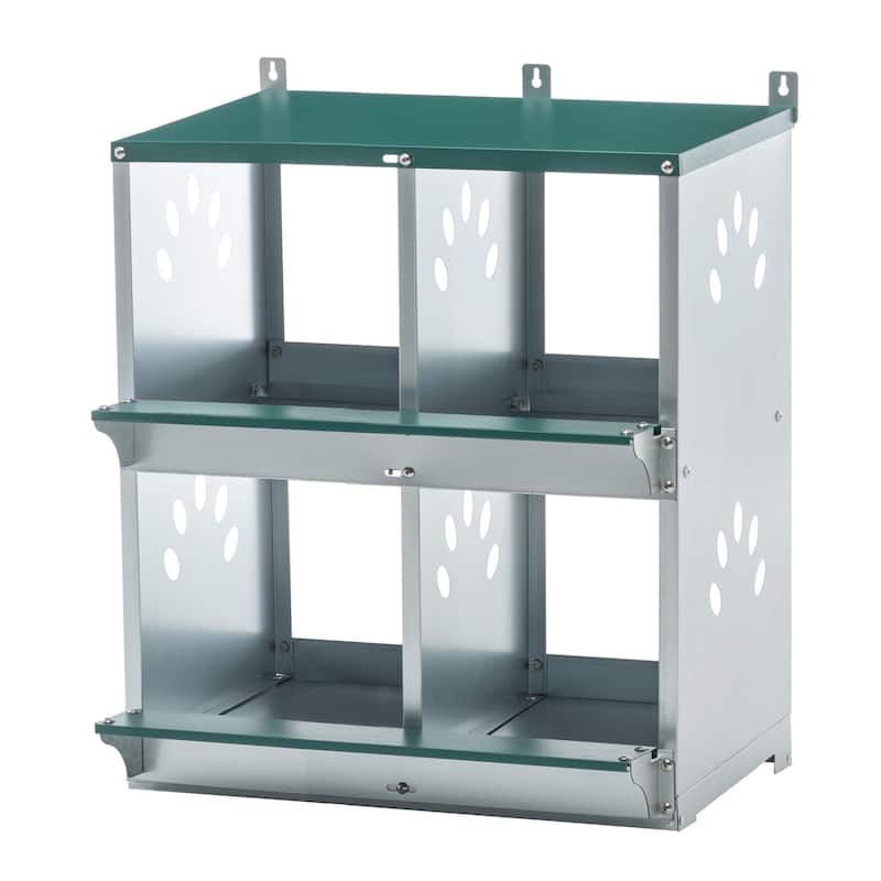 4-Compartment Chicken Nesting Box - Wall-Mount Metal Egg Laying Box for Poultry Breeds