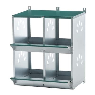 4-Compartment Chicken Nesting Box - Wall-Mount Metal Egg Laying Box for Poultry Breeds