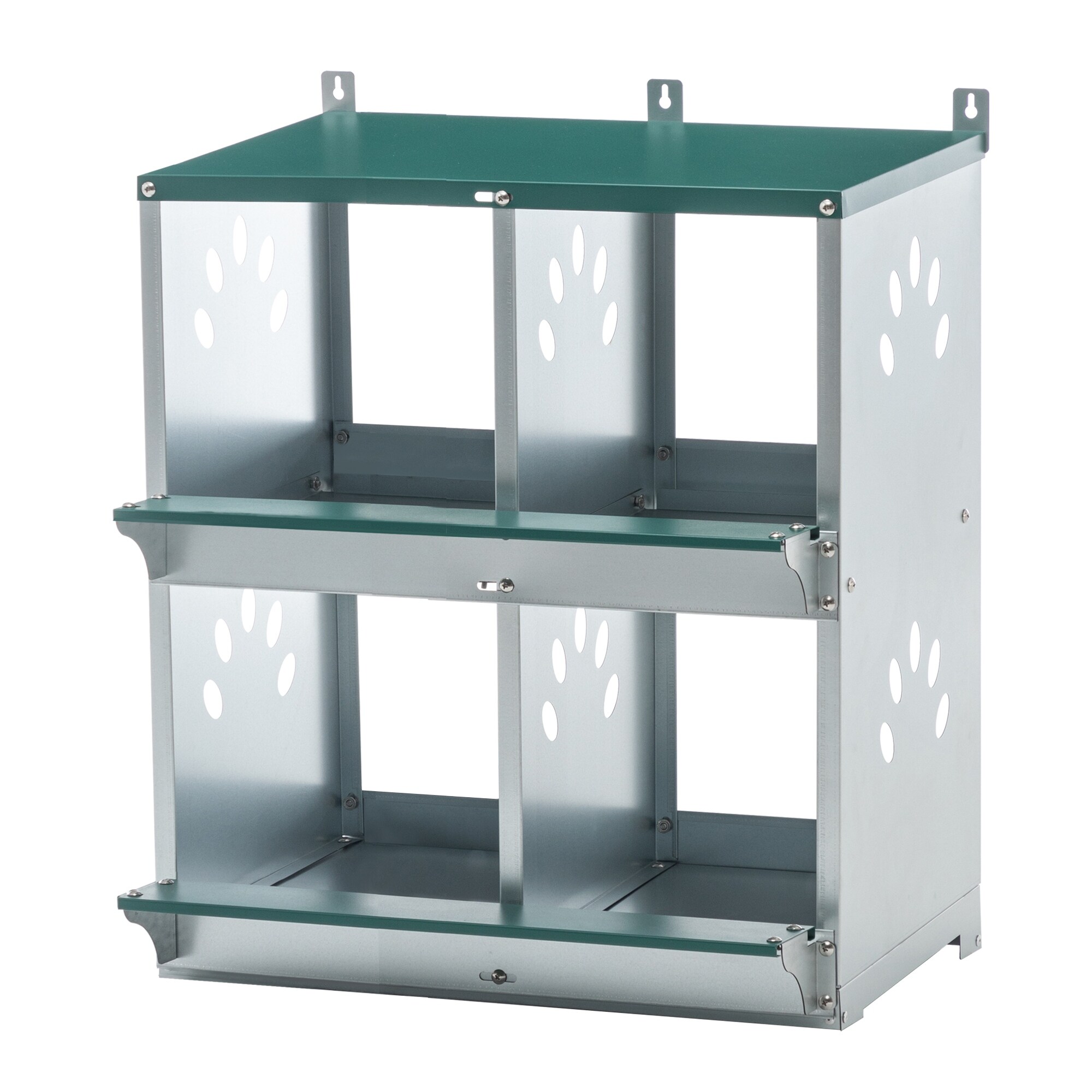 4-Compartment Chicken Nesting Box - Wall-Mount Metal Egg Laying Box for Poultry Breeds