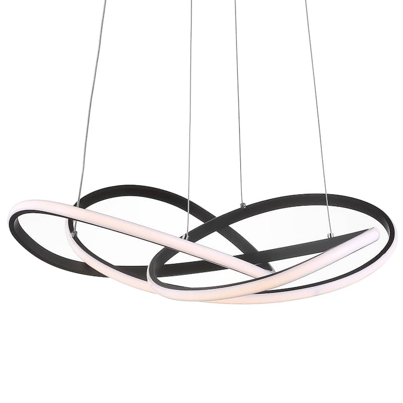 Circulo 25" Abstract Integrated LED Metal Adjustable Pendant, Black by JONATHAN Y