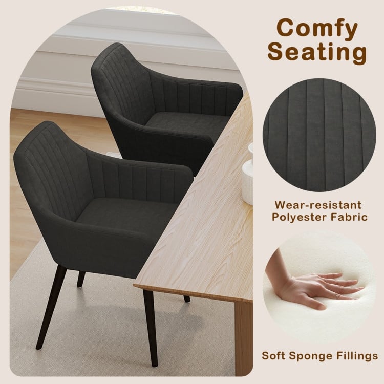 Rubber Wood Dining Chair Set of 2 with Padded Seat and Armrest - 24.5" x 23.5" x 34"
