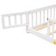 Twin/Full/Queen size Floor Platform Bed with Fence and Door for Kids, Toddlers