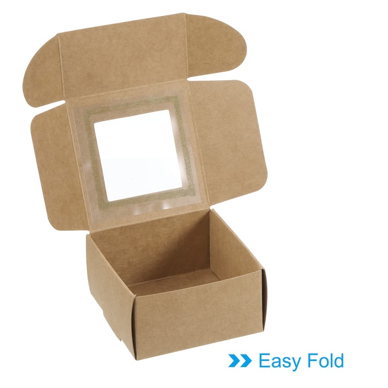 3"x3"x1.5" Paper Soap Box with Window, 30 Pack Soap Boxes Square, Brown