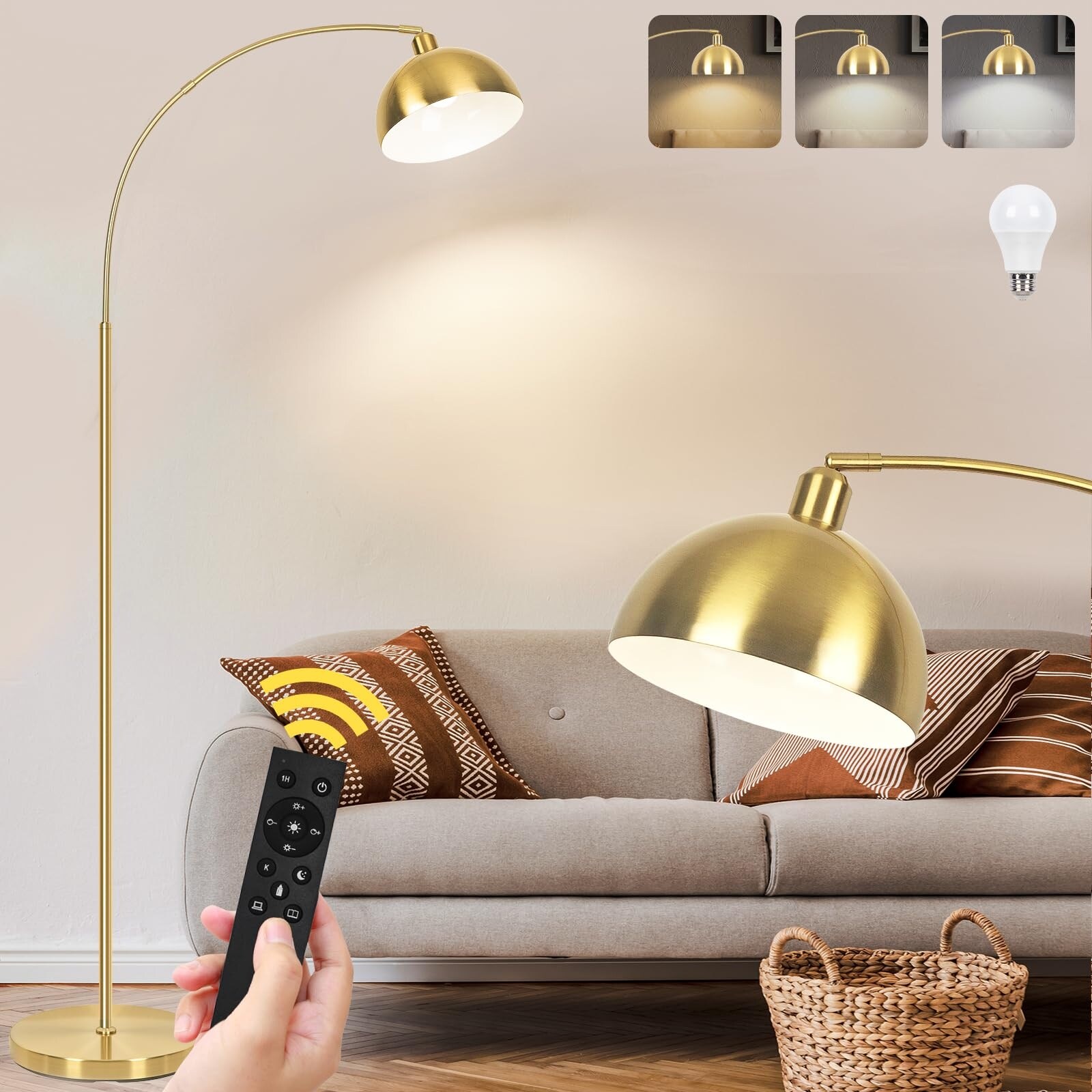 Dimmable gold floor lamp on sale
