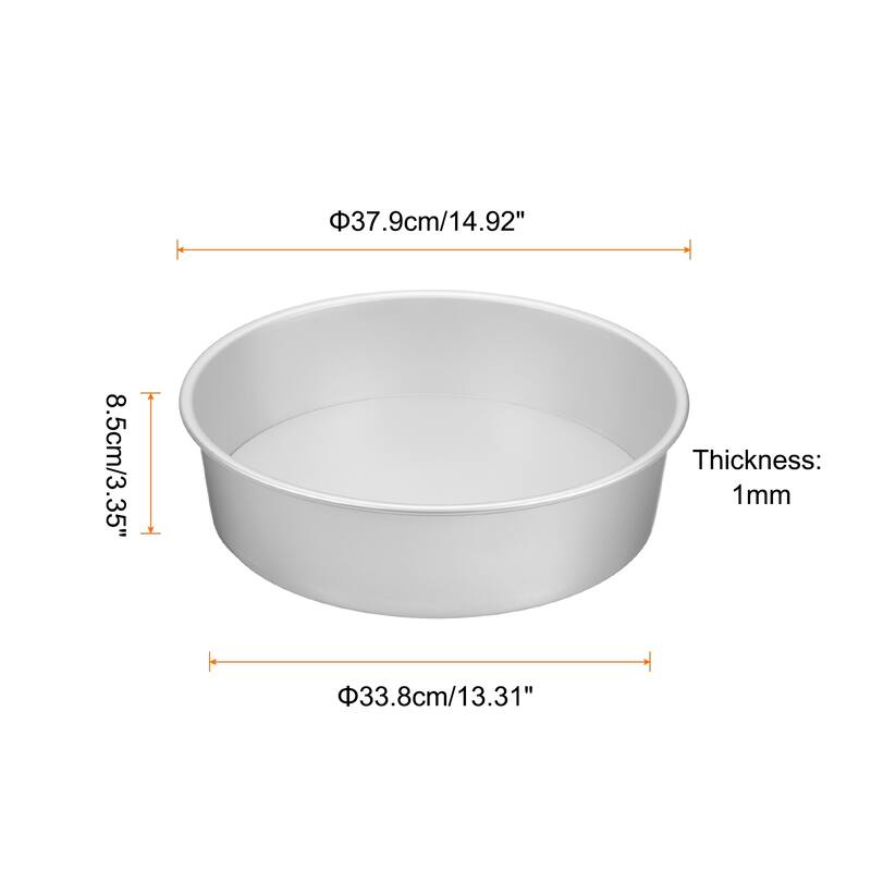 Round Cake Pan w Removable Loose Bottom Anodized Aluminum Baking Pan - Silver Tone - 14"