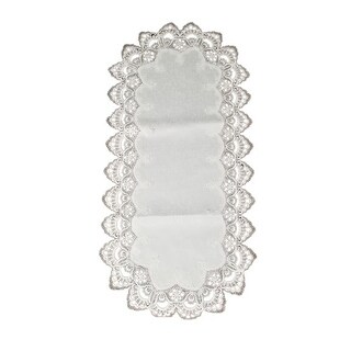 White Floral Lace Embroidered Cutwork Rectangular Table Runner, 17 by ...
