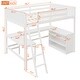 preview thumbnail 32 of 55, Full Size Wooden Loft Bed with Desk and Shelves, Space-Saving Design