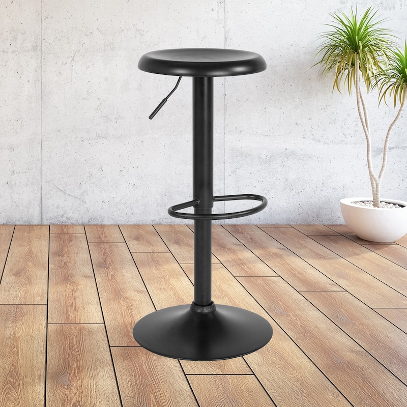 Adjustable Height Retro Barstool - 16"W x 16"D x 23" - 31"H - Black