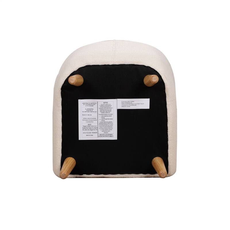 Aria Home White Teddy Club Kids Arm Chair with Soft Foam Filled Seat