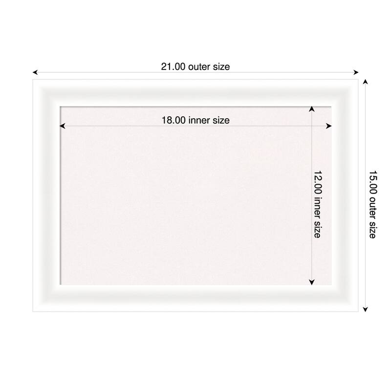 Oliver White Narrow Wood Framed Cork Board - Bulletin Board, Organization Board, Pin Board - White - 21 x 15 in